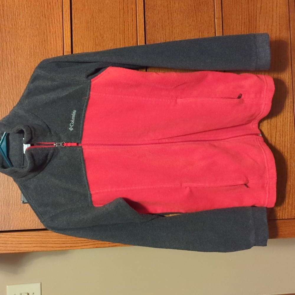 Columbia Fleece boys jacket size large (14/16) red and grey